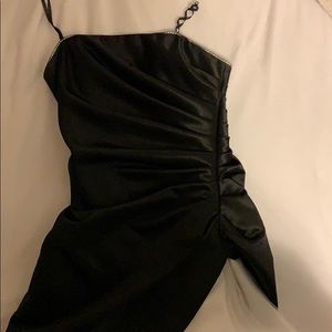 Floor length black and white ball gown